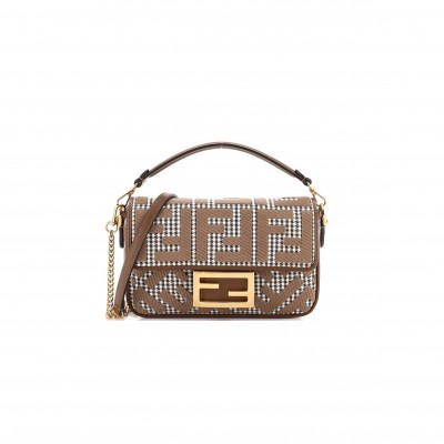 FENDI BAGUETTE NM BAG ZUCCA HOUNDSTOOTH WOOL MINI (19*11*5cm) 